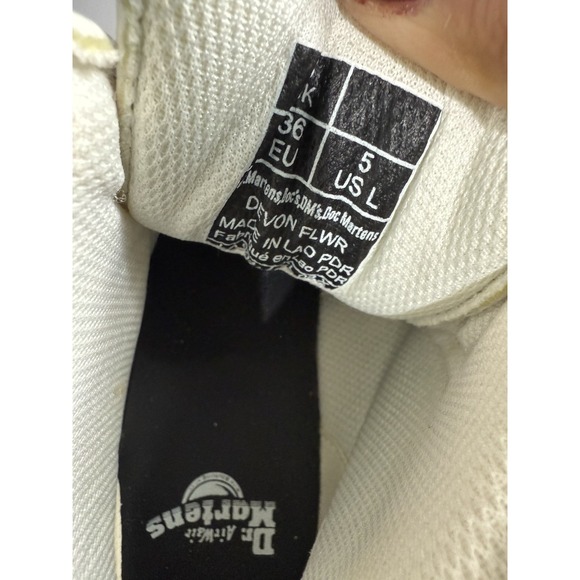 Dr. Martens Women's Devon Flower Leather Platform Boots - White Milled Sz 5 - Picture 5 of 11